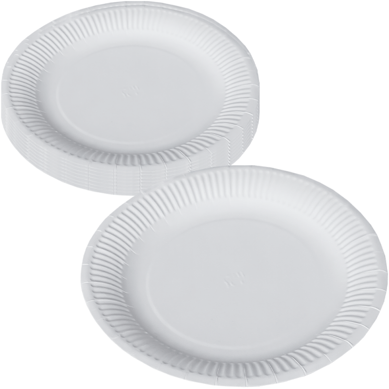 Set 10 farfurii de unica folosinta, din carton, albe, 23 CM